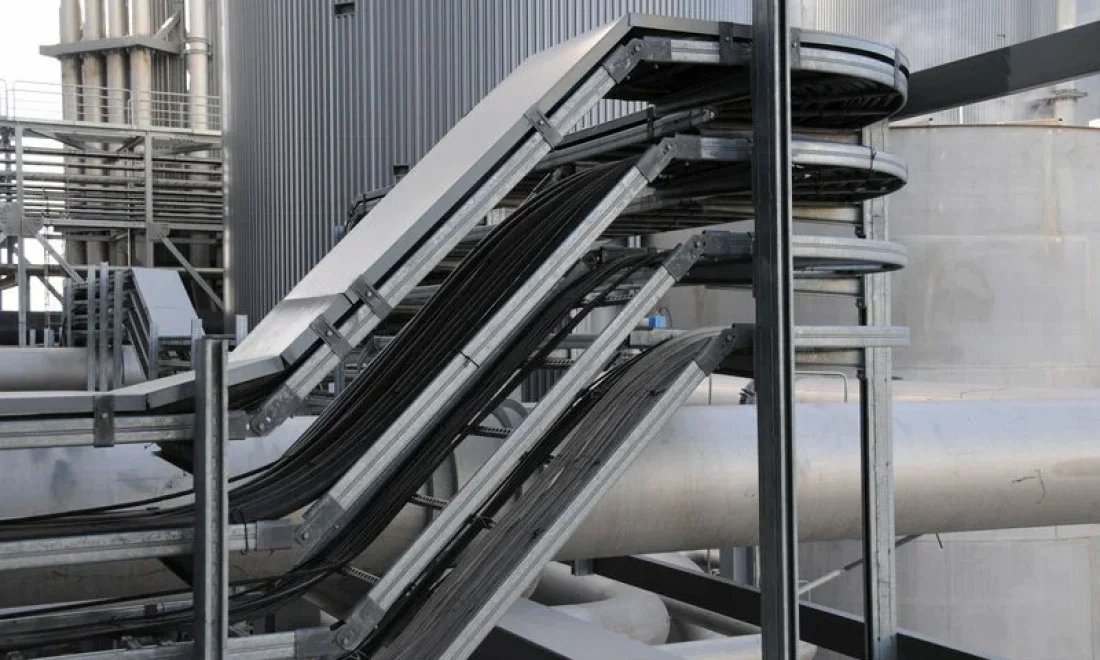 Cable routes at an industrial facility